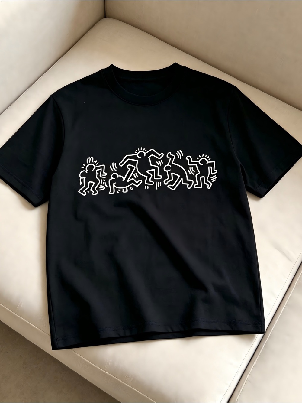 WT Keith Haring Black Graphic Womens Mens T-shirt Unisex